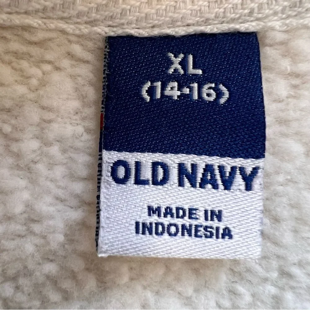 Old Navy Youths Hoodie Dress‎ Girls Can Change The World Cream Fleece XL